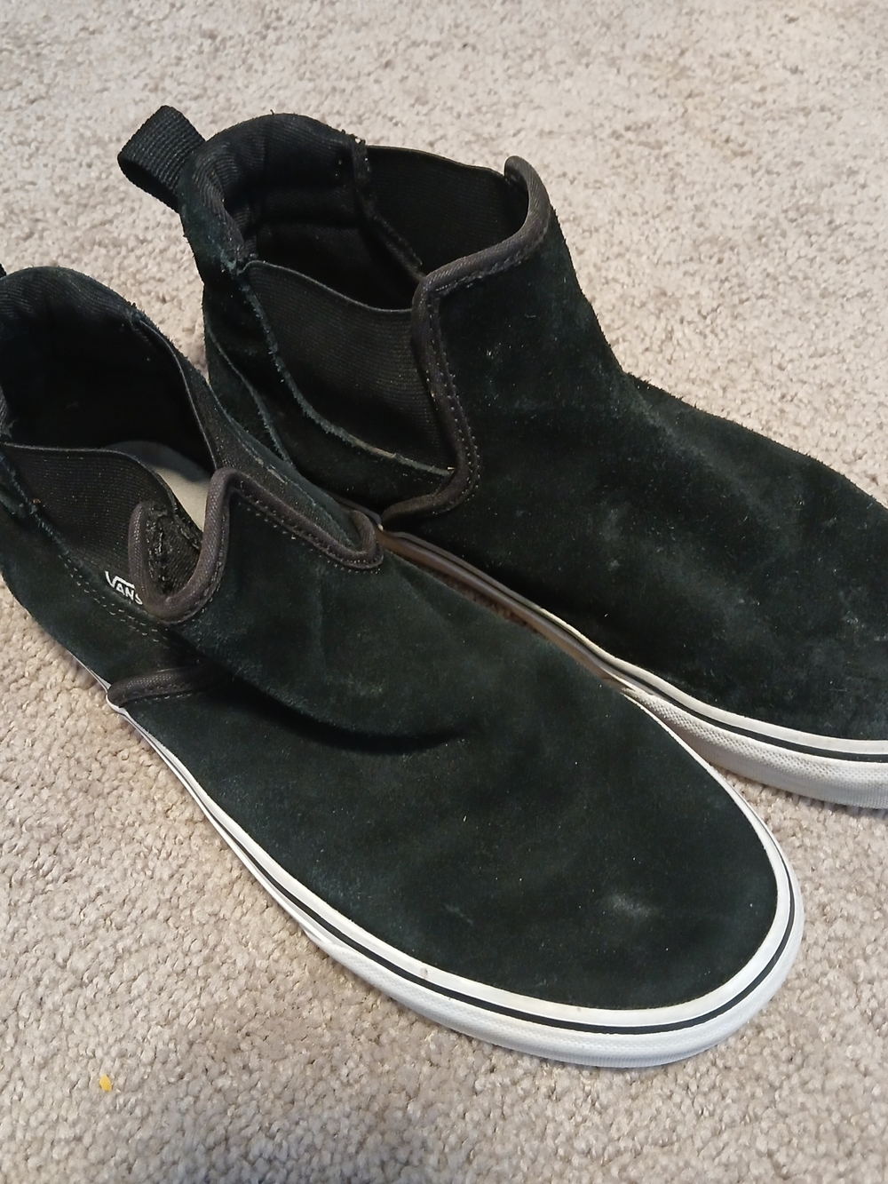 Vans Black Suede Slip-On Chelsea Sneakers with White Sole